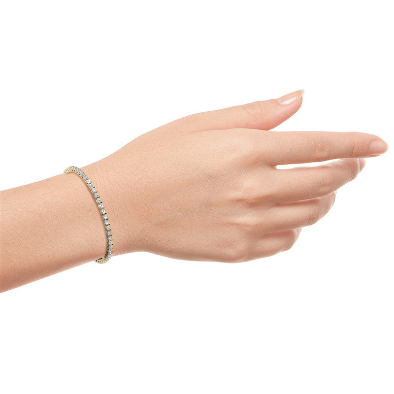 6ctw Lab Created Moissanite Tennis Bracelet - 3mm Stones - Choice of White or 14K Gold Plated Finish